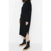 Fashion Oversize Casual Daily Single Plate Knitwear Stand Collar Long Sleeve Shift Midi Length Dress