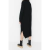 Fashion Oversize Casual Daily Single Plate Knitwear Stand Collar Long Sleeve Shift Midi Length Dress