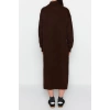 Fashion Oversize Casual Daily Single Plate Knitwear Stand Collar Long Sleeve Shift Midi Length Dress