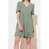 Moda Regular Casual Günlük Aerobin Dokuma V Yaka Kısa Kol Shift Mini Boy Elbise