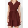 Fashion Regular Casual Daily Aerobin Woven V Neck Sleeveless Sleeve Skater Mini Length Dress