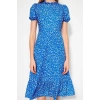 Moda Regular Casual Daily Moss Crepe Woven Stand Collar Short Sleeve A-Line Midi Length Dress
