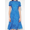 Moda Regular Casual Daily Moss Crepe Woven Stand Collar Short Sleeve A-Line Midi Length Dress