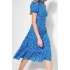 Moda Regular Casual Daily Moss Crepe Woven Stand Collar Short Sleeve A-Line Midi Length Dress