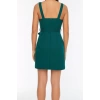Moda Regular Business Finike Dokuma Kare Yaka Askılı Kol Bodycone Mini Boy Elbise