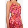 Fashion Regular Day Night Chiffon Woven V Neck Strap Sleeve A-Line Maxi Length Dress