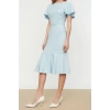 Moda Regular Day Night Finike Woven Crew Neck Short Sleeve Bodycon Midi Length Dress