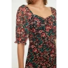 Fashion Regular Casual Daily Tulle Knitted Heart Neck Short Sleeve Frilled Mini Dress