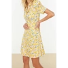 Moda Regular Day Night Finike Woven Jacket Collar Short Sleeve A-Line Mini Length Dress