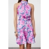 Fashion Regular Casual Daily Satin Woven Halter Neck Sleeveless Skater Mini Length Dress