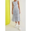 Fashion Regular Casual Daily Shally Woven Crew Neck Sleeveless Sleeve Skater Midi Length Dress