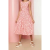 Fashion Regular Casual Daily Shally Woven Crew Neck Sleeveless Sleeve Skater Midi Length Dress
