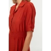 Fashion Regular Casual Daily Aerobin Woven Shirt Collar Short Sleeve Skater Midi Length Dress
