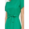 Moda Regular Business Poplin Woven Stand Collar Short Sleeve A-Line Midi Length Dress