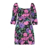 Fashion Fit Day Night Queen Crepe Woven Square Neck Three Quarter Sleeve Bodycone Mini Length Dress
