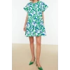 Fashion Regular Casual Daily Poplin Woven Crew Neck Short Sleeve Shift Mini Length Dress