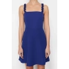 Moda Regular Casual Günlük Finike Dokuma Kare Yaka Askılı Kol A-Line Mini Boy Elbise