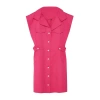 Moda Regular Gündüz Gece Gabardin Dokuma Ceket Yaka Kısa Kol Ceket Elbise Mini Boy Elbise