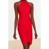 Fashion Regular Graduation Prom Finike Woven Halter Neck Sleeveless Wrap Mini Length Dress