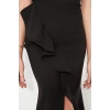 Fashion Fit Graduation Prom Finike Woven Halter Neck Sleeveless Wrap Midi Length Dress