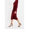 Fashion Regular Graduation Prom Velvet Knitted Boat Neck Long Sleeve Bodycone Midi Length Dress