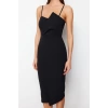 Fashion Regular Graduation Prom Finike Woven Double Breasted Sleeveless Wrap Midi Length Dress