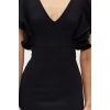 Fashion Fit Graduation Prom Finike Woven V Neck Short Sleeve Bodycone Midi Length Dress