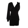 Fashion Regular Graduation Prom Sandy Knitted Double Breasted Long Sleeve Wrap Mini Dress