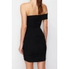 Fashion Fit Graduation Prom Sandy Knitted Carmen Collar Short Sleeve Bodycone Mini Length Dress
