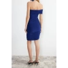 Fashion Fit Graduation Prom Sandy Knitted Carmen Collar Short Sleeve Bodycone Mini Length Dress