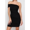 Fashion Fit Graduation Prom Sandy Knitted Carmen Collar Short Sleeve Bodycone Mini Length Dress