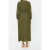 Fashion Regular Casual Daily Aerobin Woven Crew Neck Long Sleeve Shift Maxi Length Hijab Dress