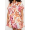 Fashion Casual Beach Casual Voile Woven Shirt Collar Short Sleeve Skater Midi Length Plus Size Dress