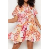 Fashion Casual Beach Casual Voile Woven Shirt Collar Short Sleeve Skater Midi Length Plus Size Dress