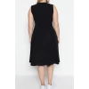 Fashion Comfortable Casual Daily Terrycotton Woven V Neck Halter Sleeve Skater Midi Length Plus Size Dress
