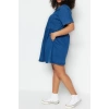 Fashion Casual Daily Comfort Denim V Neck Short Sleeve A-Line Mini Length Plus Size Dress
