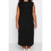 Fashion Comfortable Casual Daily Jersey Knitted Crew Neck Sleeveless Sleeve Shift Midi Length Plus Size Dress