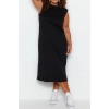 Fashion Comfortable Casual Daily Jersey Knitted Crew Neck Sleeveless Sleeve Shift Midi Length Plus Size Dress