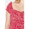Fashion Fit Casual Daily Crepe Knitted Heart Neck Short Sleeve A-Line Midi Length Plus Size Dress