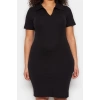 Fashion Fit Casual Daily Camisole Knitted Polo Neck Short Sleeve Bodycon Mini Length Plus Size Dress