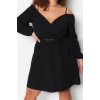 Fashion Comfortable Casual Daily Terrycotton Woven Double Breasted Long Sleeve A-Line Mini Length Plus Size Dress