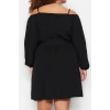Fashion Comfortable Casual Daily Terrycotton Woven Double Breasted Long Sleeve A-Line Mini Length Plus Size Dress