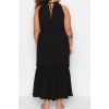 Fashion Comfortable Casual Daily Crinkle Woven Crew Neck Sleeveless Sleeve A-Line Midi Length Plus Size Dress