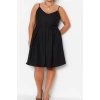Fashion Casual Wedding Ceremony Crepe Woven V Neck Strap Sleeve Skater Mini Length Plus Size Dress