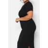 Fashion Fit Day Night Camisole Knitted Crew Neck Short Sleeve Bodycon Midi Length Plus Size Dress