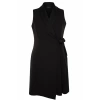 Fashion Slim Casual Daily Finike Woven Jacket Collar Sleeveless Sleeve Wrap Mini Length Plus Size Dress