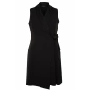 Fashion Slim Casual Daily Finike Woven Jacket Collar Sleeveless Sleeve Wrap Mini Length Plus Size Dress