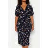Fashion Comfortable Casual Daily Shally Woven Double Breasted Short Sleeve A-Line Midi Length Plus Size Dress