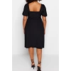 Fashion Slim Casual Daily Crepe Knitted Square Neck Short Sleeve A-Line Midi Length Plus Size Dress