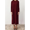 Fashion Comfortable Casual Daily Crepe Knitted Crew Neck Long Sleeve Straight Long Length Hijab Dress
